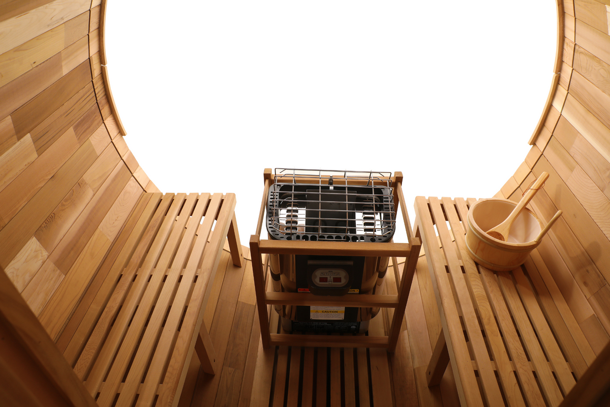 Blisspod | Prague | Canadian Red Cedar Outdoor Steam Barell Sauna | Full Glass Back